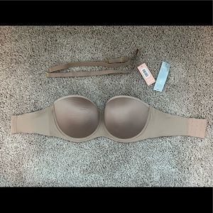 Thirdlove 24/7 Classic Strapless Bra size 34F (DDD) Taupe
